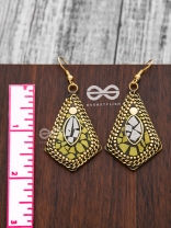 A Handcrafted Delight - Golden Yellow Tribal Style Earrings