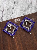 The Elegance Squared Studs (Sapphire Blue)- Embellished Oxidised Collection