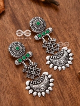 A Bohemian Statement (Emerald Green) - Embellished Oxidised Earrings