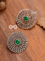The Elegant Mesh Studs (Emerald Green) - The Embellished Oxidised Collection