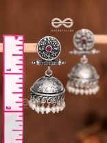 The Ethnic Delight Printed  Jhumkas - Embellished Oxidised Earrings