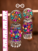 The Eye-Catching Statement Makers (Multicoloured) - Embellished Embroidered Jhumkas