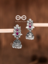 The Little Layered Jhumki (Ruby Red) - Embellished Oxidised Collection