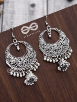 The Nature Motif Jhumkis - Oxidised Boho Earrings