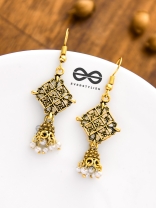 The Tiny Golden Square Artsy Jhumkis