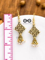 The Tiny Golden Square Artsy Jhumkis