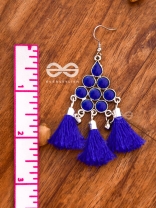 The Enamelled Tassels (Royal Blue) - Embellished Oxidised Earrings
