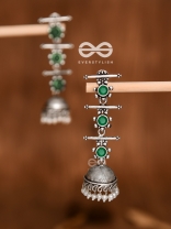 The Elegant Delight - Triple Layered Jhumkas (Emerald Green)