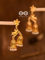 The Uncaged bird Artwork Jhumkas (Golden)