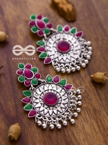 The Woman of Wonder - Embellished Oxidised Earrings (Ruby Emerald)
