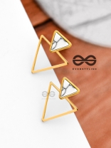 The Golden Marbellous Triangles - Elegant Ear Jackets
