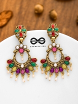 A Colourful Intricacy - Golden Boho Earrings