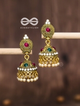 The Golden Intricate Delight - Embellished Oxidised Earrings
