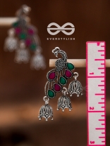 The Embellished Intricate Peacock Triple jhumkis
