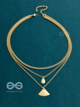 The Elegant Curves  - Golden Triple Layered Statement Neckpiece