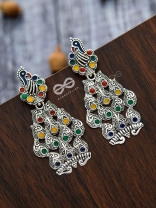 The Playful Peacocks - Colourful Enamelled Earrings