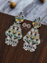 The Playful Peacocks - Colourful Enamelled Earrings