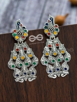 The Playful Peacocks - Colourful Enamelled Earrings