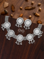 The Solar Shimmer - Set of Choker and Earrings - Oxidised Boho Collection