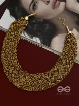 The Beauteous Braided Criss-Cross Beaded Necklace (Golden)
