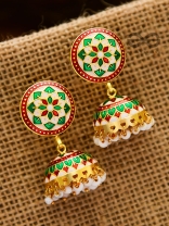 The Statement of Elegance - HandPainted Meenakari Jhumkis