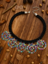 The Coloursplashed Enigma - Set of Statement Neckpiece and Earrings