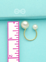 Precarious Pair Of Pearls - Statement Golden Ring