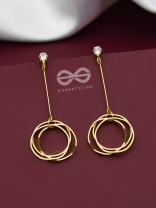 The Dangling Ringlets - Golden Casual Earrings