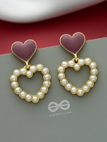 I'm all Heart - Statement Pearl Enamelled Earrings