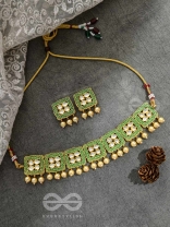 The Windows of Opulence - Set of Statement Choker and Earrings( INDIA GREEN)
