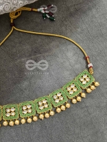 The Windows of Opulence - Set of Statement Choker and Earrings( INDIA GREEN)