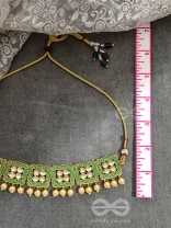 The Windows of Opulence - Set of Statement Choker and Earrings( INDIA GREEN)