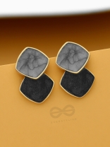 A Classy delight - Statement Enamelled Earrings ( grey -black)