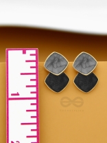 A Classy delight - Statement Enamelled Earrings ( grey -black)