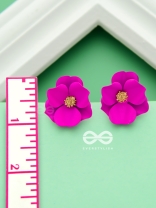 THE POISED PERIWINKLES - Statement Floral Studs (Fushcia)