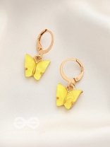 Take the Sky Like a Butterfly - Cute Golden Dangler Earrings (Light Yellow)