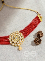 Royalty of the Sultanate - Set of Choker and Earrings (Red)
