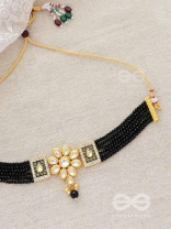 The Etheral Elegance - Set of Statement Choker And Earrings (Black)