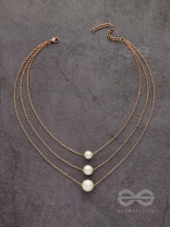 Tri-Pearl The Charm - Rose Golden Multi-Layered Neckpiece With Anti-Tarnish Coating