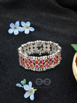 The Elegant Symmetry - Adjustable Enamelled Bracelet (Orange-Pink)