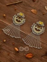 The Dangling Blooming Lotus - Statement Meenakari Earrings (Yellow)