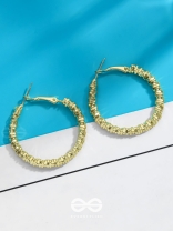 Intertwined Rims- Textured Golden Hoops