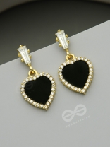 Heart of Ocean- Green Heart-Shaped Gem Stones and Rhinestones Studded Earrings