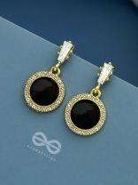 Black Holes- Gem Stone and Rhinestones Studded Black and Golden Earrings