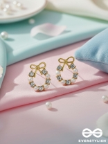 Pearl-fect Bows - Pearl and CZ Stone Studded Golden Earrings
