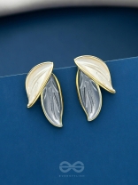 PETALS PANACHE- GOLDEN ENAMELLED EARRINGS (SKY BLUE)