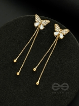 Buzzerflies- Gemstone and Rhinestones Studded Golden Earrings