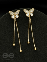 Buzzerflies- Gemstone and Rhinestones Studded Golden Earrings