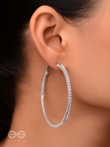 The Ring of Light- Silver Rhinestones Hoop Earrings
