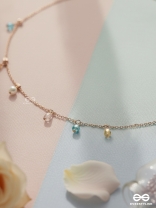 Rain In Paradise- Pearls And Crystals Studded Golden Necklace With Anti-Tarnish Coating